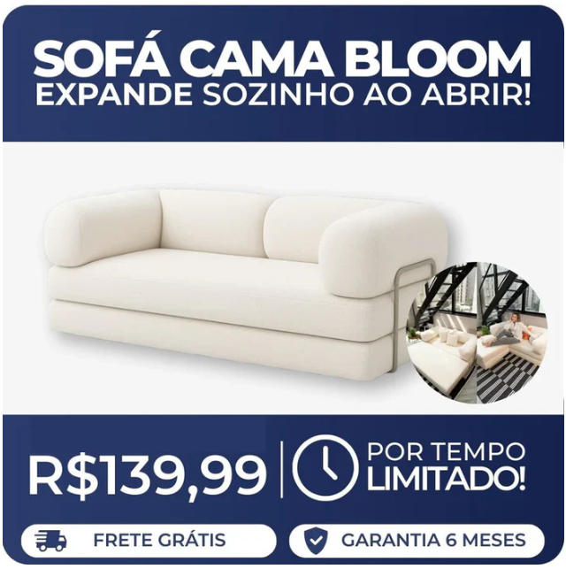 Sofá Cama Linho - Expansão Automática